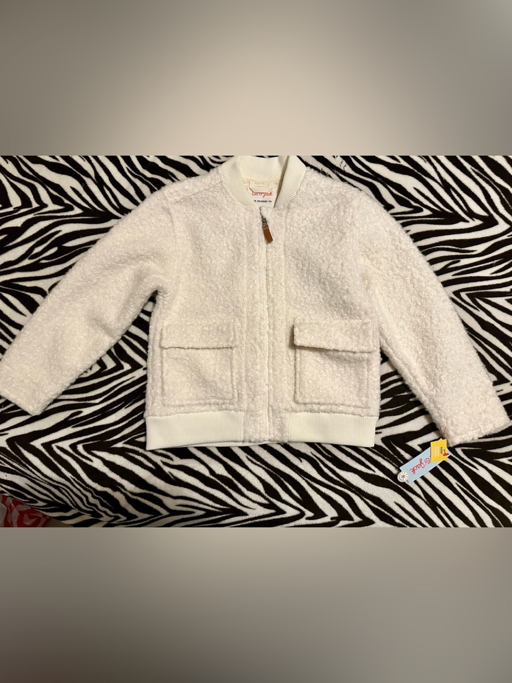 Cat & Jack faux, Sherling, aviator jacket, cream size medium NEW